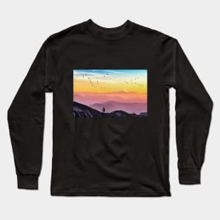 Beautiful Sunrise Mountain Hiking Long Sleeve T-Shirt